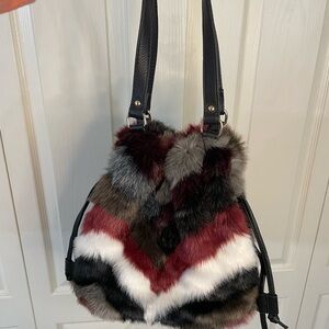 Multicolor Faux Fur Bucket Bag